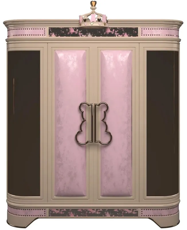 Markenprodukt Casa Padrino luxury designer children's room wardrobe pink / beige / black / gold 200 x 60 x H. 250 cm - Children's Room Furniture - Hotel Furniture - Luxury Quality - Made in Italy