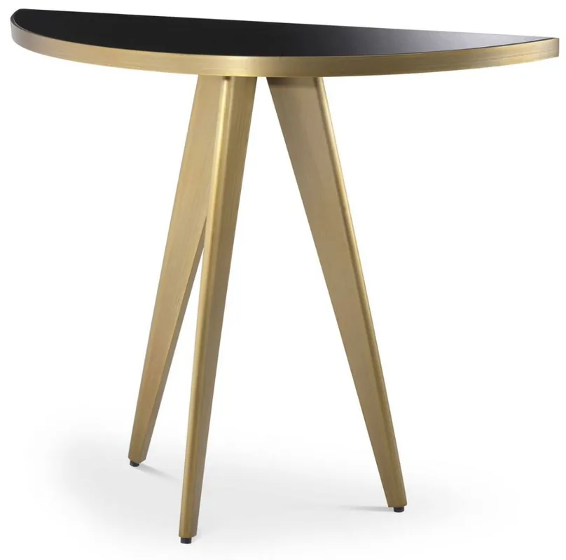 Kracherpreis Casa Padrino luxury side table brass / black 100 x 35 x H. 81 cm - Stainless steel table with glass top - Luxury living room furniture