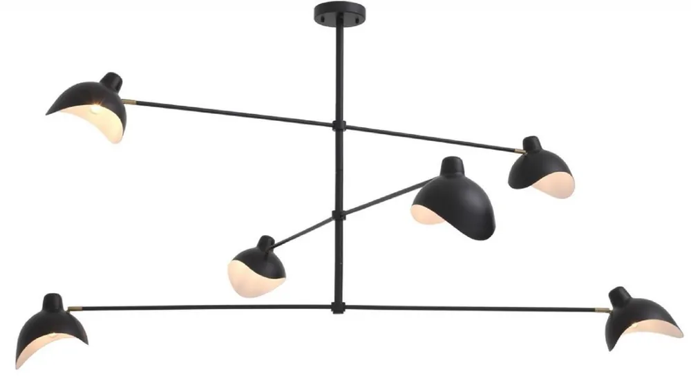 Wochenendangebot Casa Padrino designer chandelier black / antique brass 180 x 180 x H. 84.5 cm - Elegant chandelier in the 50s style - Luxury Collection