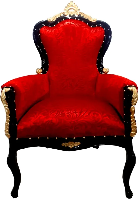 Markenware Pompöös by Casa Padrino luxury baroque armchair Bergere red pattern / gold - Pompööser baroque armchair by Harald Glööckler