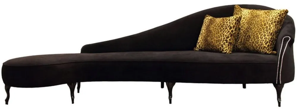 Casa Padrino luxury baroque velvet chaise longue black 300 x 90 x H. 94 cm - Curved solid wood chaise longue with noble velvet - Baroque Furniture - Luxury Quality Beliebt