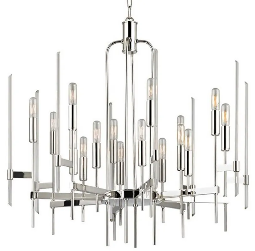 Casa Padrino luxury chandelier silver 76.2 x 76.2 x H. 73.7 cm - Elegant chandelier with brass arms and glass rods - Luxury Collection Sonderaktion