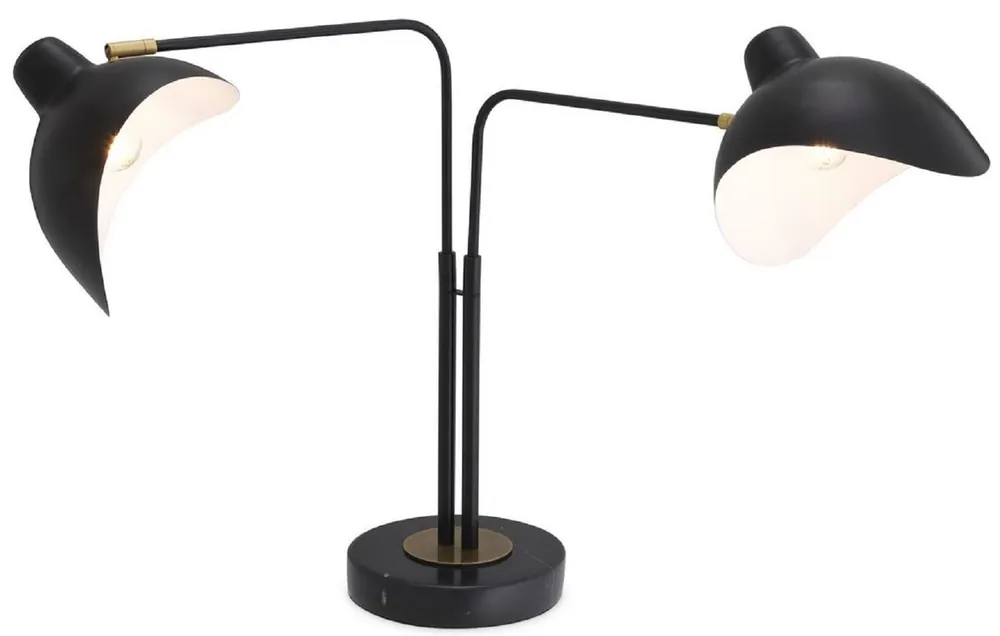 Casa Padrino designer table lamp black / antique brass 95 x 20 x H. 57 cm - Elegant desk lamp in the 50s style - Luxury Lights Aktuell