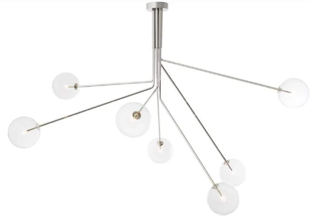Casa Padrino luxury halogen chandelier silver 192 x 192 x H. 85 cm - Modern dimmable chandelier with round glass lampshades - Luxury Collection Schnäppchen