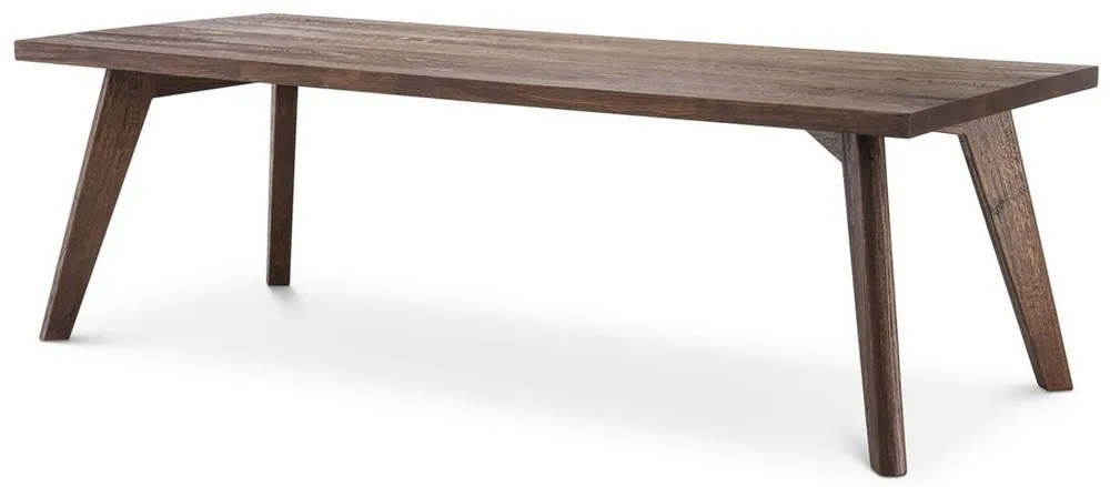 Echt Casa Padrino luxury solid wood dining table brown 280 x 110.5 x H. 76 cm - Rectangular oak wood kitchen table - Solid wood dining room furniture - Luxury Quality