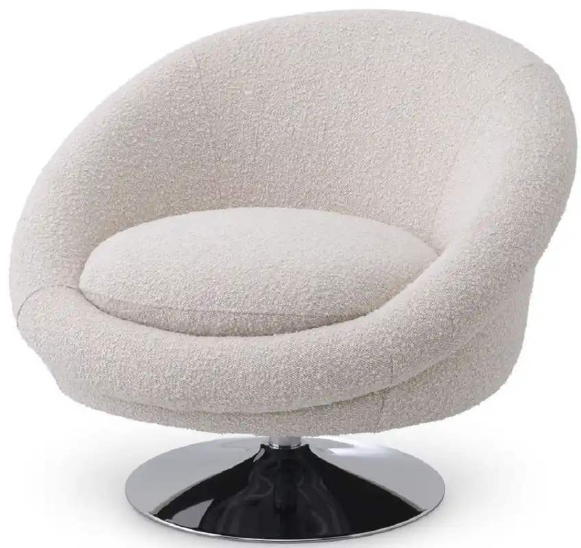 Casa Padrino luxury swivel armchair light cream / silver 84 x 88 x H. 73 cm - Living room armchair - Luxury Furniture Preisknaller