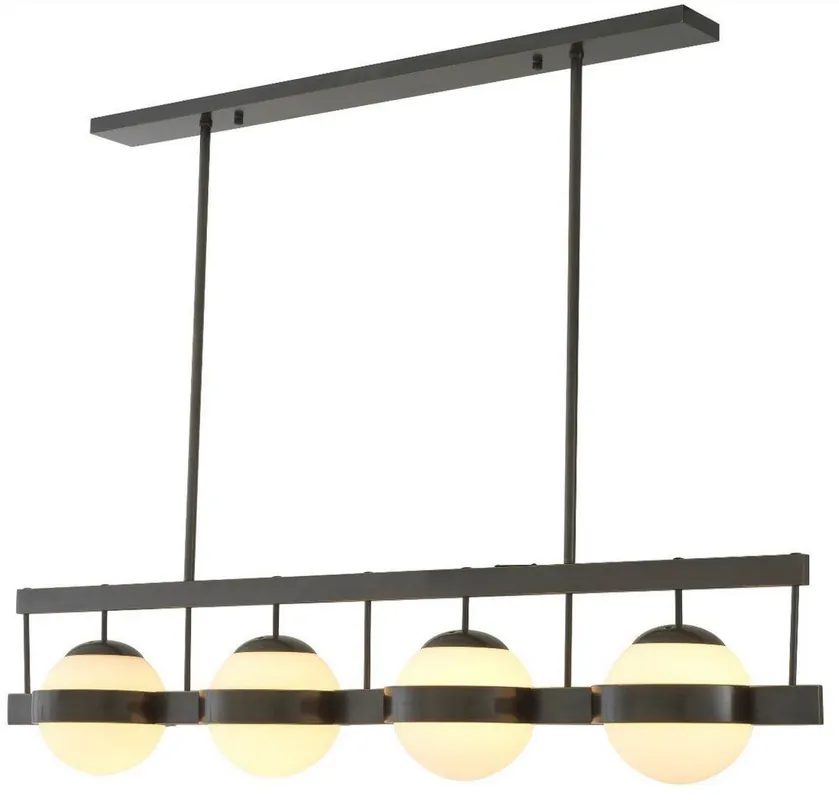 Casa Padrino luxury chandelier bronze / white 140 x 22 x H. 30 cm - Modern metal chandelier with round glass lampshades - Luxury Collection Kracherpreis