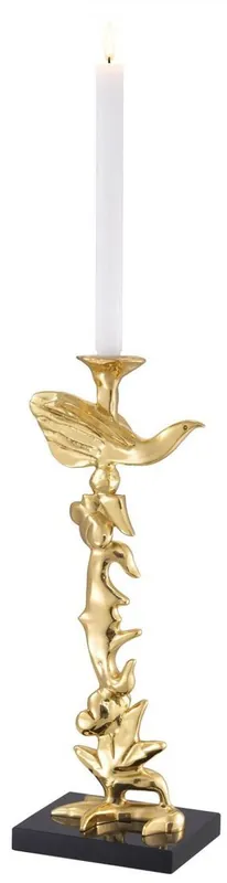 Casa Padrino Luxury Candle Holder Brass / Black 16.5 x 13 x H. 48 cm - Brass Candlestick with Granite Base - Decorative Accessories Solange Der Vorrat Reicht