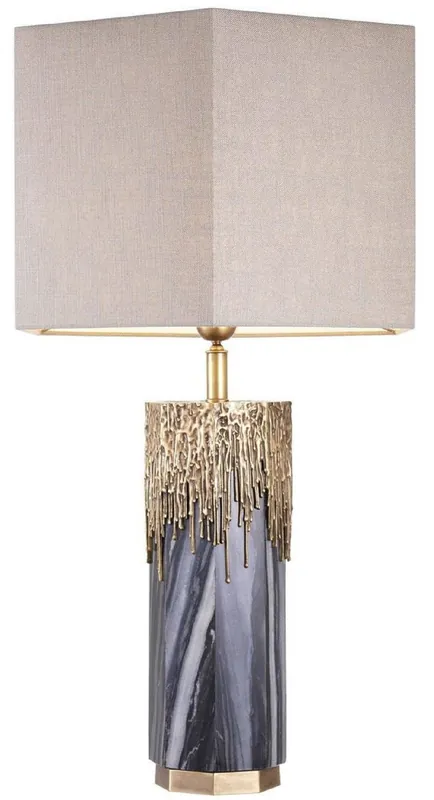 Nur Für Kurze Zeit Casa Padrino Luxury Marble Table Lamp Gray / Vintage Brass / Light Gray 46 x 46 x H. 78 cm - Hotel & Restaurant Table Lamp - Luxury Lights
