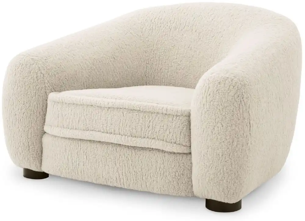 Casa Padrino luxury armchair cream / black 110 x 95 x H. 70 cm - Living room armchair with curved backrest - Luxury Furniture Bestpreis