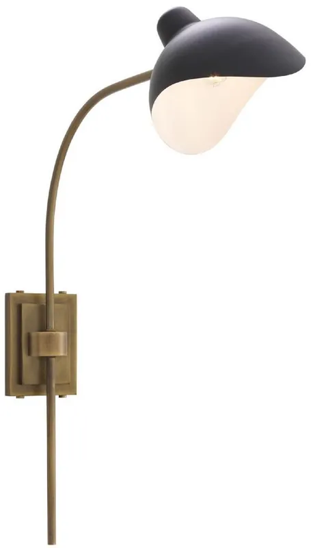 Casa Padrino designer wall lamp antique brass / black 19.5 x 67 x H. 70 cm - Elegant wall lamp in the 50s style - Luxury Collection Schnäppchen