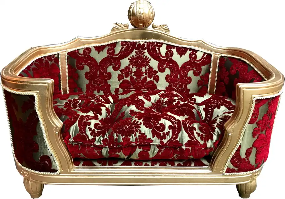 Heißes Angebot Pompöös by Casa Padrino Luxury Baroque Dogs & Cat Bed Deluxe Bordeaux Bouquet Pattern / Gold by Harald Glööckler