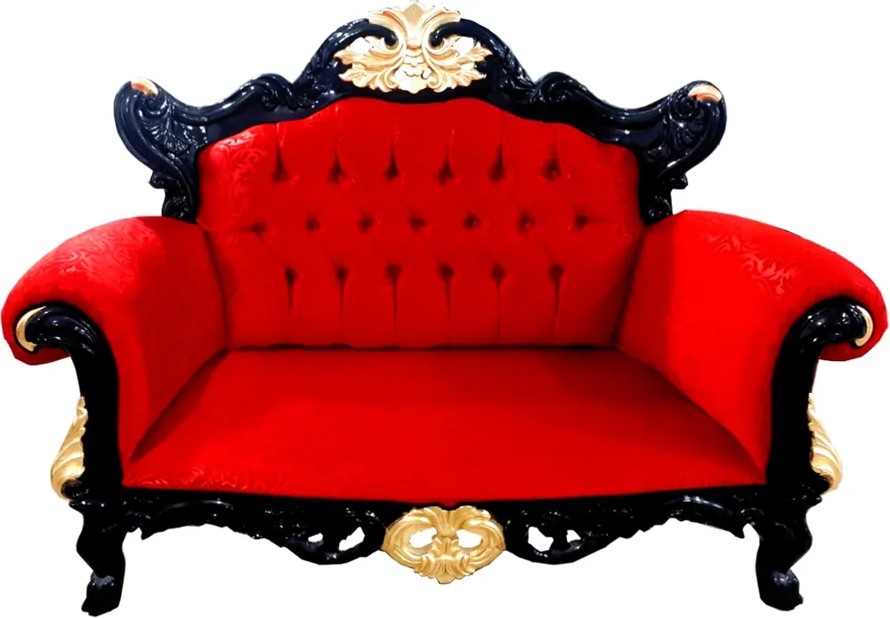 Must-Have Pompöös by Casa Padrino luxury baroque 2-seater sofa red pattern / black / gold - Pompööses baroque sofa designed by Harald Glööckler