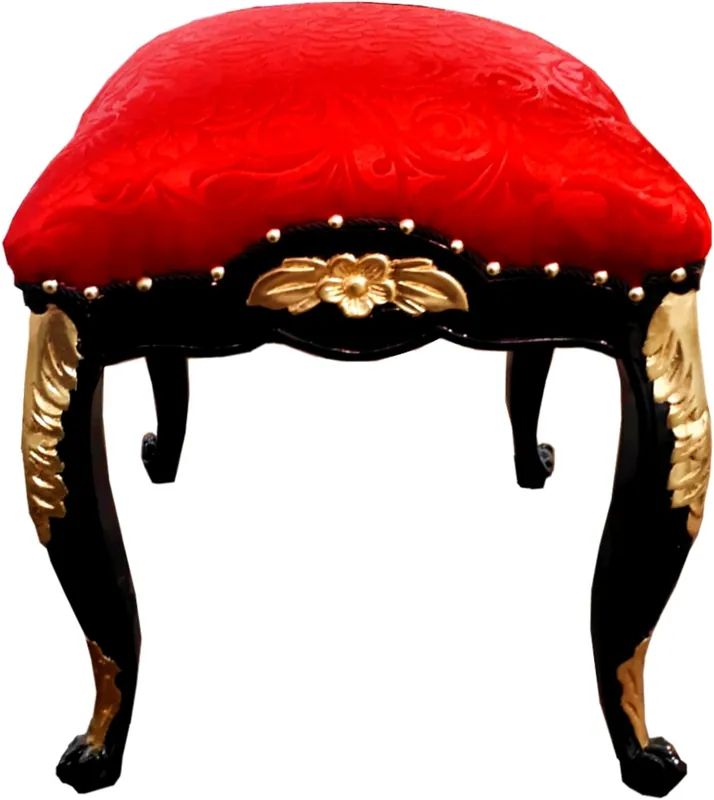 Rabatt Pompöös by Casa Padrino luxury baroque stool angular red pattern / black / gold - Pompööser baroque stool designed by Harald Glööckler