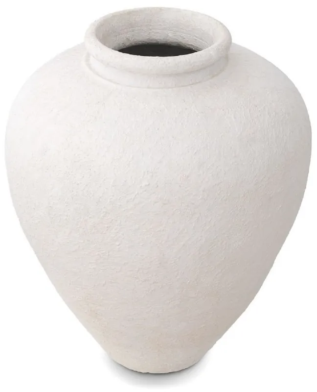 Nur Heute Casa Padrino Luxury Clay Vase Matt White Ø 64 x H. 83 cm - Handmade Round Deco Vase - Living Room Deco - Garden Deco - Deco Accessories