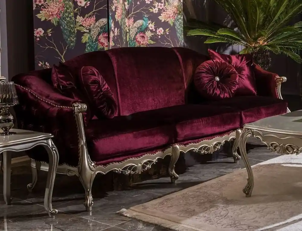 Meistverkauft Casa Padrino luxury baroque living room sofa purple / silver 250 x 83 x H. 101 cm - Noble solid wood sofa with decorative pillows - Living room furniture in baroque style
