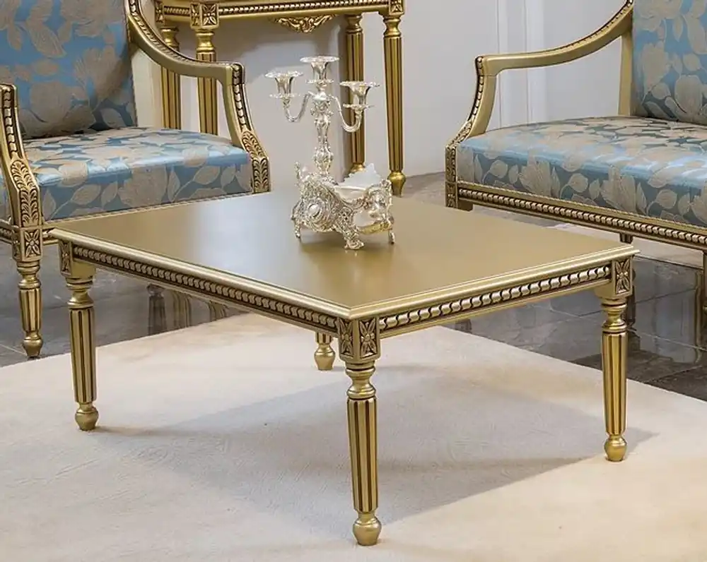Casa Padrino luxury baroque coffee table gold 110 x 70 x H. 46 cm - Elegant solid wood living room table in baroque style - Baroque living room furniture Neu