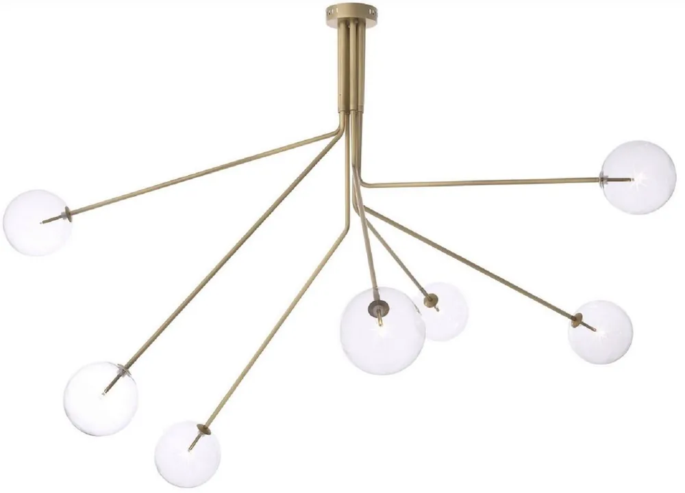 Casa Padrino luxury halogen chandelier antique brass 192 x 192 x H. 85 cm - Modern dimmable chandelier with round glass lampshades - Luxury Collection Begrenztes Angebot