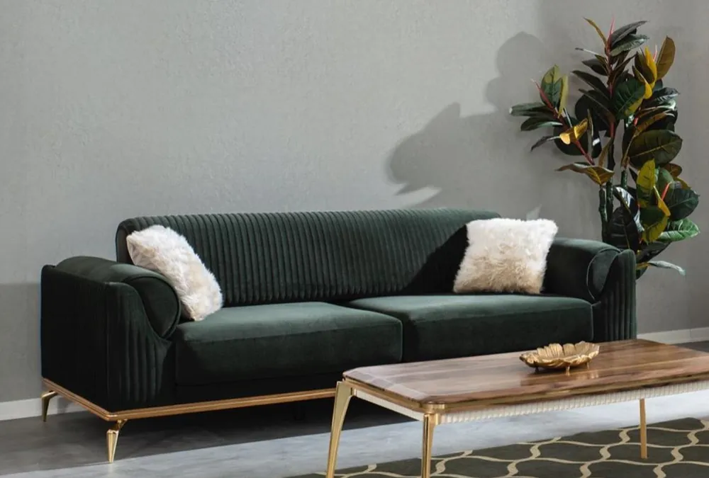 Casa Padrino luxury Art Deco sofa green / brown / gold 230 x 100 x H. 92 cm - Noble living room sofa with decorative pillows - Luxury Art Deco Furniture Neu