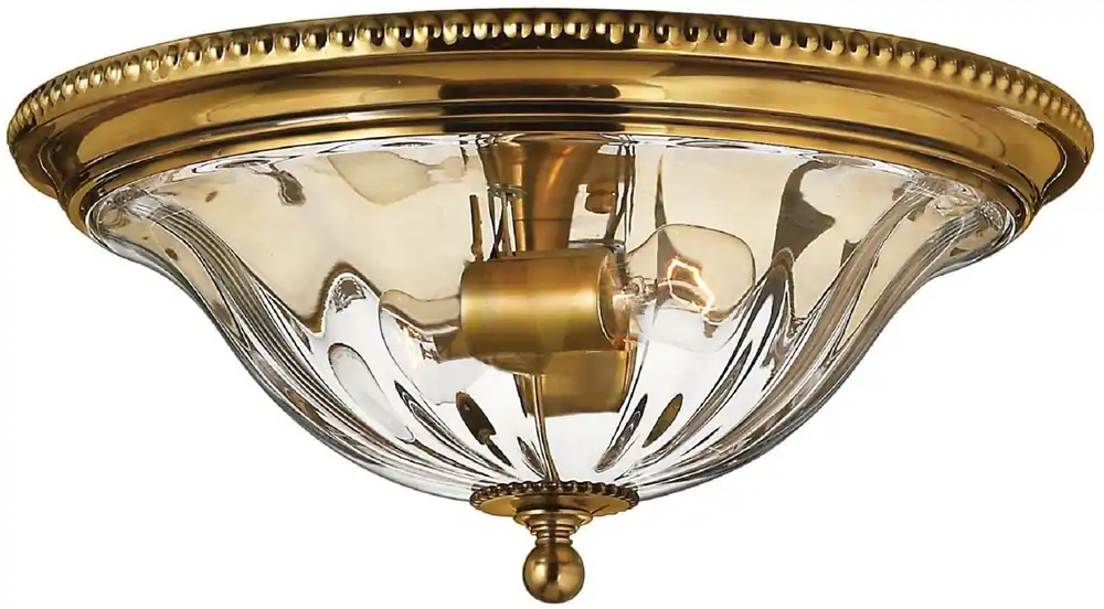 Casa Padrino baroque ceiling lamp brass Ø 41.3 x H. 19.1 cm - Elegant round ceiling lamp made of solid brass and glass lampshade - Baroque Furniture Letzte Chance