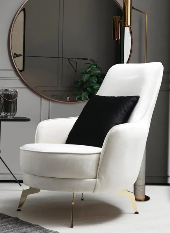 Casa Padrino luxury living room armchair white / gold 57 x 78 x H. 96 cm - Living room furniture - Luxury Furniture Knallerangebot