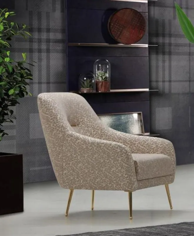 Nur Für Kurze Zeit Casa Padrino luxury armchair beige / gold 58 x 80 x H. 94 cm - Living room armchair with elegant pattern - Living room furniture