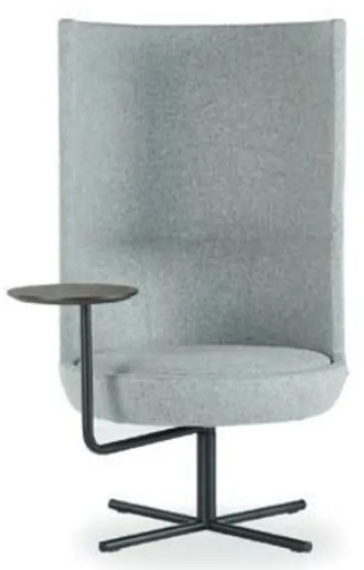 Casa Padrino luxury swivel armchair gray / black Ø 70 x H. 126 cm - High back armchair with adjustable shelf - Hotel Armchair - Hotel Furniture Nur Heute