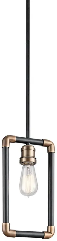 Casa Padrino Luxury Industrial Design Hanging Lamp Black / Brass 17.1 x 5.1 x H. 32.4 cm - Elegant Industrial Style Pendant Lamp - Industrial Style Lights Neue Ware