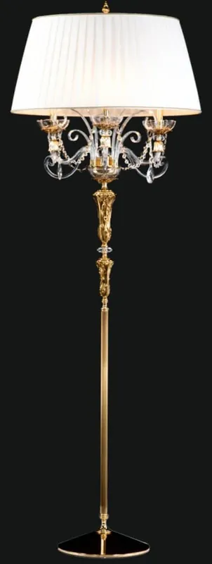 Jetzt Kaufen Casa Padrino luxury baroque floor lamp gold / white Ø 65 x H. 185 cm - Elegant baroque style floor lamp with fine crystal glass - Baroque Furniture