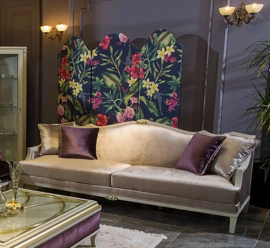 Casa Padrino luxury baroque sofa pink / white / gold 239 x 83 x H. 93 cm - Noble living room sofa with decorative pillows - Baroque living room furniture Expressversand