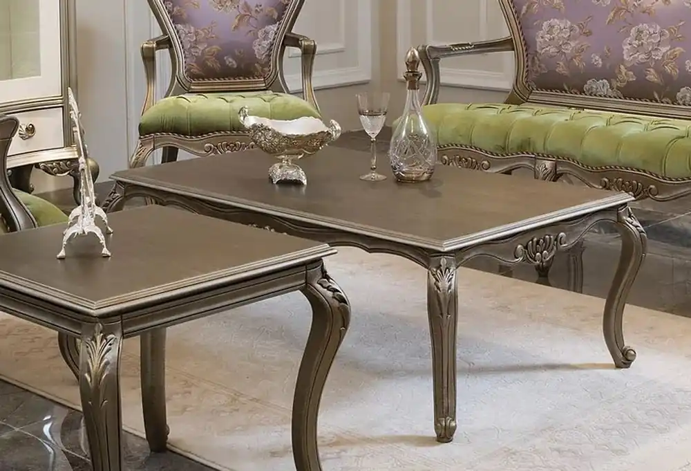 Must-Have Casa Padrino luxury baroque coffee table silver 125 x 70 x H. 41 cm - Solid wood living room table - Noble baroque furniture