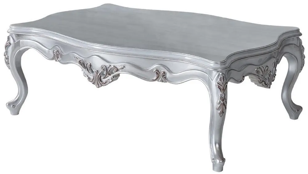 Casa Padrino Luxury Baroque Coffee Table Silver 130 x 85 x H. 47 cm - Rectangular Solid Wood Living Room Table - Baroque Furniture - Noble & Magnificent Meistverkauft