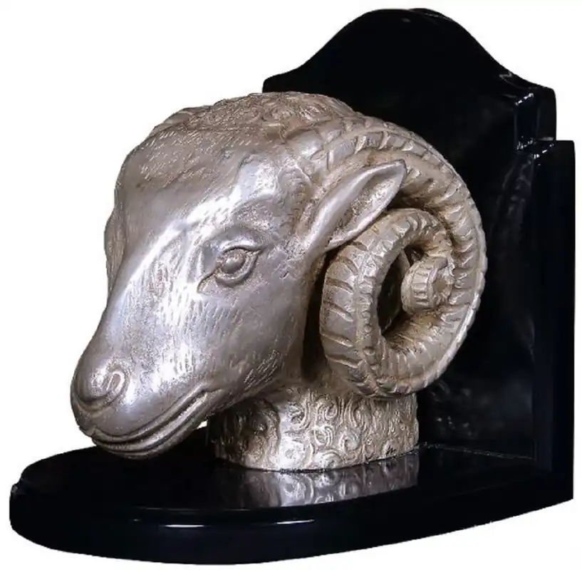 Casa Padrino luxury bookends set ram heads silver / black 21 x 19 x H. 18 cm - Desk deco - Living room deco - Deco Accessories Nur Für Kurze Zeit