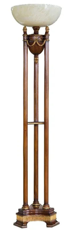 Casa Padrino luxury baroque floor lamp brown / gold / cream Ø 45 x H. 191 cm - Magnificent mahogany floor lamp - Baroque living room furniture Expressversand