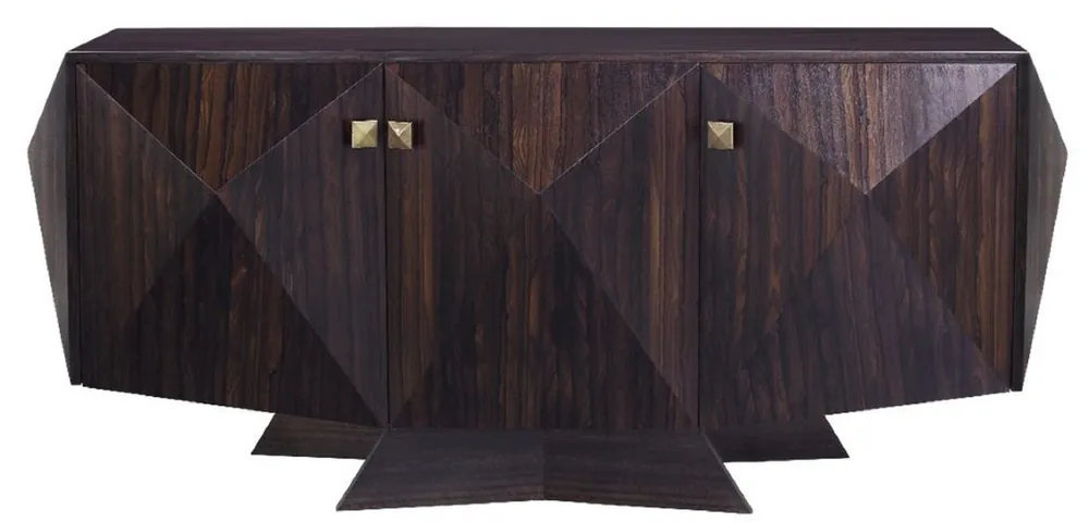 Nur Heute Casa Padrino luxury Art Deco sideboard dark brown 207 x 63 x H. 90 cm - Noble living room cabinet with 3 doors - Art Deco Furniture