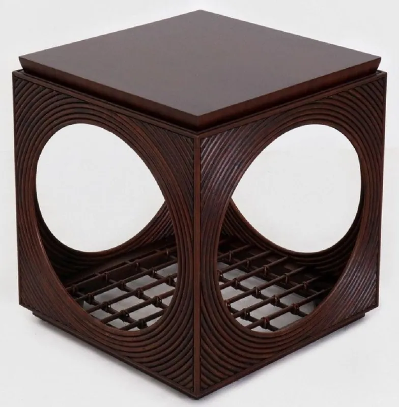 Casa Padrino luxury mahogany side table in cube shape dark brown 50 x 50 x H. 55 cm - Living room furniture - Luxury Quality Must-Have