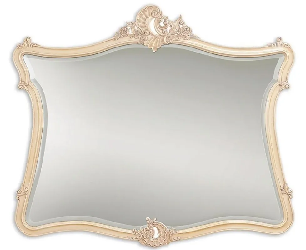 Casa Padrino luxury baroque mirror antique cream / beige 146 x 6 x H. 125 cm - Mahogany wall mirror in baroque style - Antique style wardrobe mirror - Living room mirror - Baroque Furniture Knallerangebot