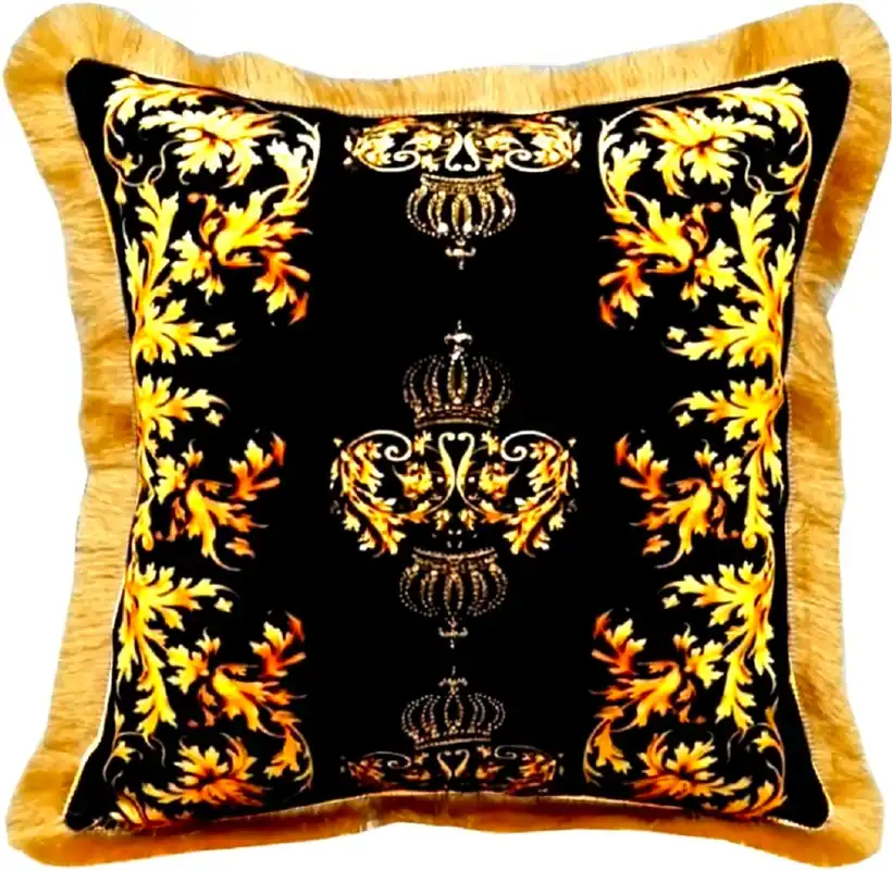 Harald Glööckler luxury decorative pillow Pompöös by Casa Padrino black / gold 50 x 50 cm - Glööckler pillow with rhinestones Neu Im Sortiment