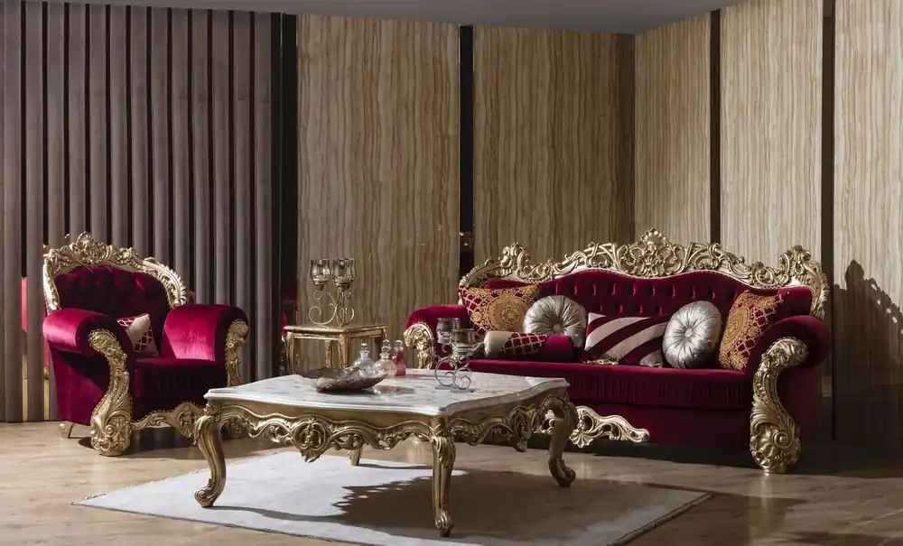 Casa Padrino luxury baroque living room set boardeaux red / white / gold - 2 Sofas & 2 Armchairs & 1 Coffee Table - Living room furniture in baroque style - Noble & Magnificent Meistverkauft