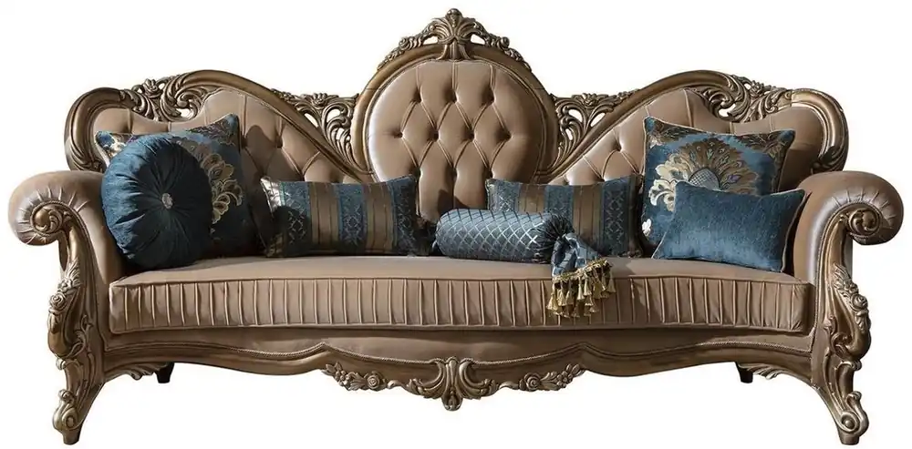 Günstig Casa Padrino luxury baroque sofa brown / gold 260 x 90 x H. 125 cm - Magnificent living room sofa with decorative pillows - Baroque Furniture