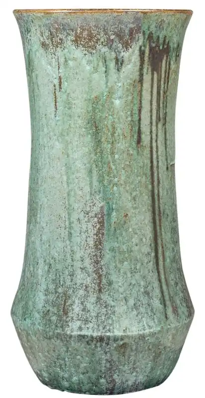 Casa Padrino Art Nouveau Flower Pot Opal Green Ø 43 x H. 87 cm - Handmade Round Terracotta Plant Pot - Garden & Terrace Decoration Accessories Geprüft