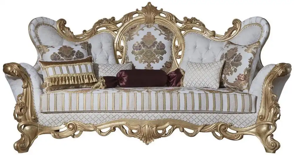 Meistverkauft Casa Padrino luxury baroque sofa white / gold 248 x 108 x H. 122 cm - Living room sofa with elegant pattern and decorative pillows - Magnificent baroque furniture