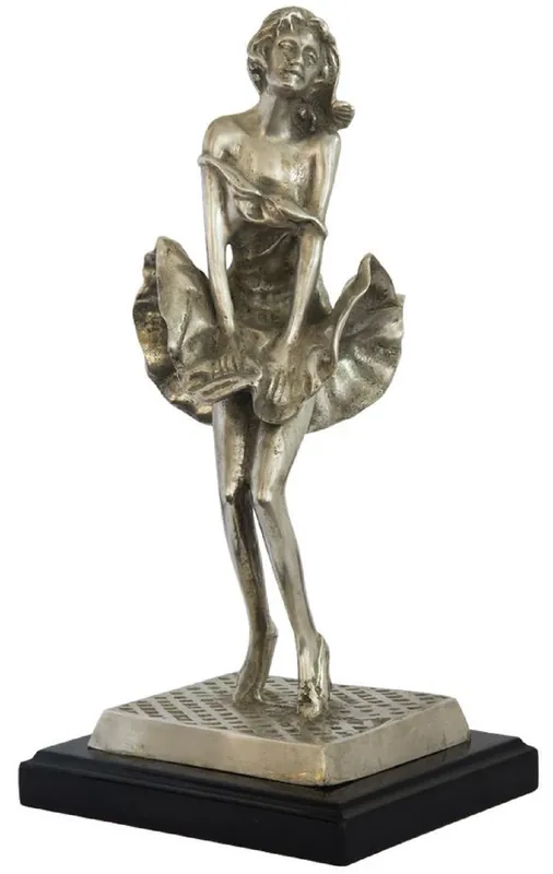 Wochenendangebot Casa Padrino luxury bronze figure Marilyn antique silver / black 14 x 12 x H. 28 cm - Bronze sculpture with wooden base - Desk decoration - Living room decoration - Luxury Collection