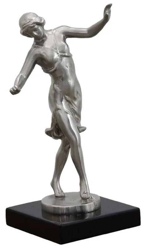 Casa Padrino luxury bronze figure dancing woman silver / black 10 x 13 x H. 23 cm - Bronze sculpture with wooden base - Desk decoration - Living room decoration - Luxury Collection Beliebt