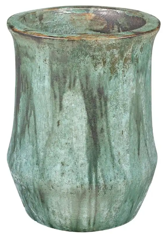 Casa Padrino Art Nouveau Flower Pot Opal Green Ø 46 x H. 60 cm - Handmade Round Terracotta Plant Pot - Garden & Terrace Decoration Accessories Top-Preis