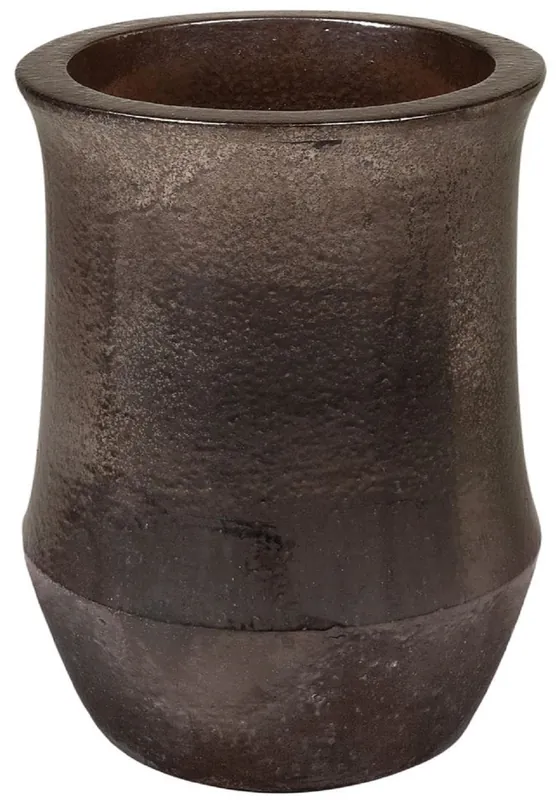 Angebot Casa Padrino Art Nouveau Flower Pot Black / Bronze Ø 46 x H. 60 cm - Handmade Round Terracotta Plant Pot - Garden & Terrace Decoration Accessories