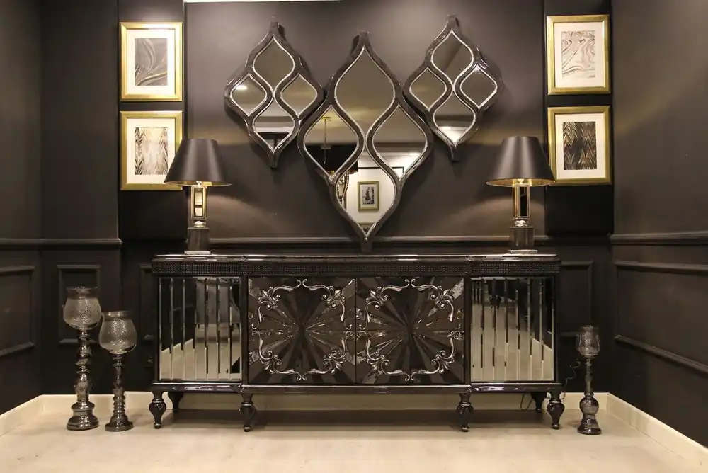 Beliebt Casa Padrino Luxury Baroque Furniture Set Sideboard and 3 Wall Mirrors Gray / Black / Silver - Baroque Furniture - Noble & Magnificent - Luxury Quality