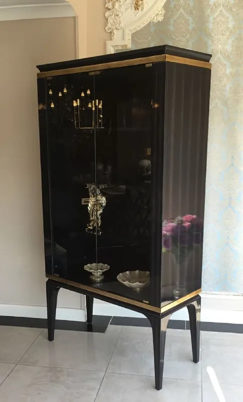 Preis Gesenkt Casa Padrino luxury baroque display cabinet black / gold 102 x 55 x H. 180 cm - Solid wood showcase in baroque style - Noble baroque furniture