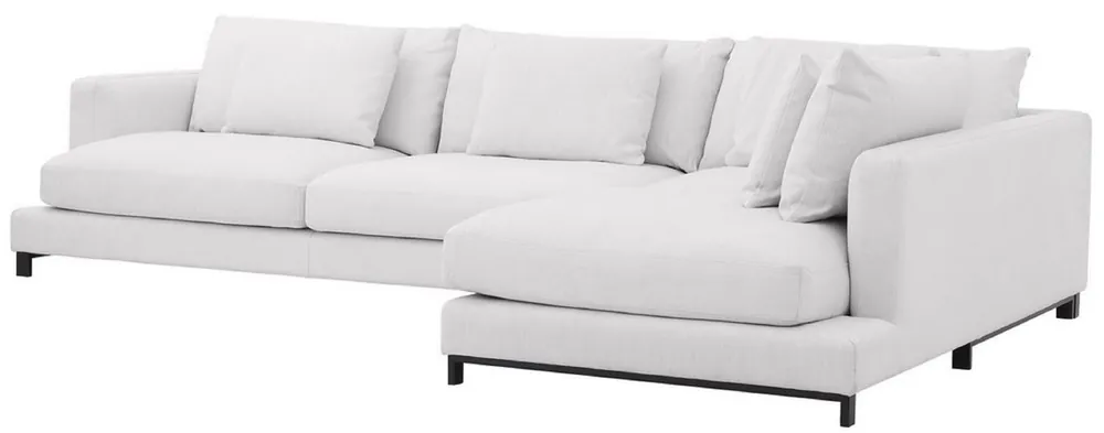 Preis Gesenkt Casa Padrino luxury corner sofa white / black 320 x 200 x H. 64 cm - Noble living room sofa with pillows - Luxury Furniture - Luxury Quality