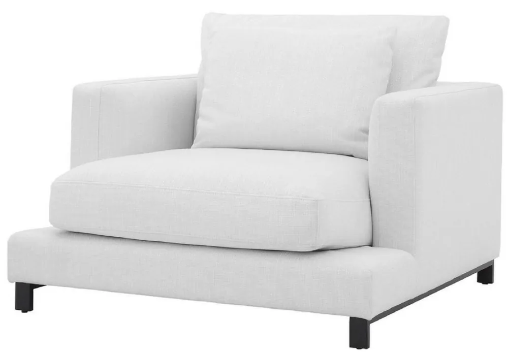 Casa Padrino luxury armchair white / black 110 x 110 x H. 64 cm - Noble living room armchair with pillows - Luxury Furniture - Luxury Quality Direktkauf
